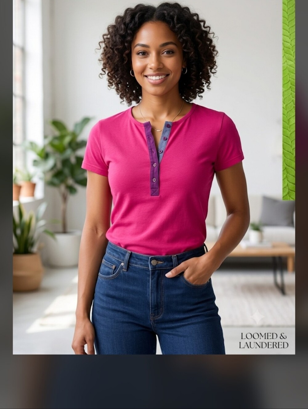Ralph Lauren Hot Pink Short-Sleeve Henley Tee